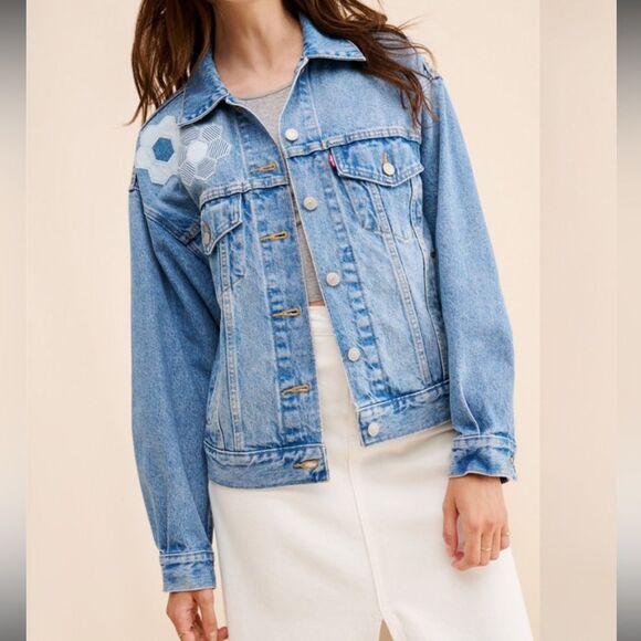 Levi’s Geo Florals Patchwork Trucker Denim Jacket - Picture 1 of 7
